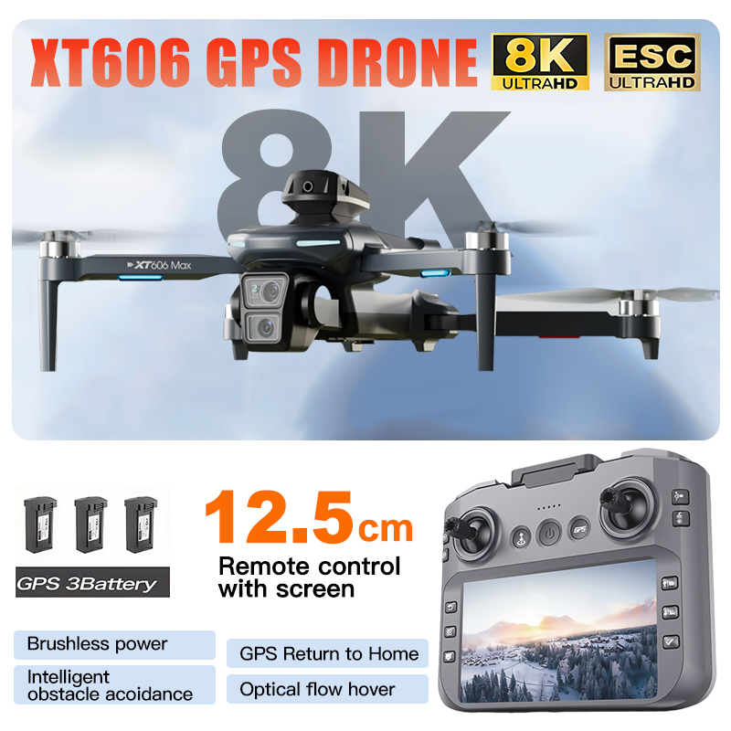 XT606 MAX 3 battery Drone 4k 8 - Rc Hobby China review and price