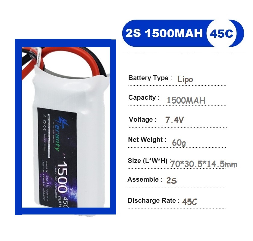 2PCS 7.4V Lipo 2S Battery 1500 - Rc Hobby Grade Car review and price